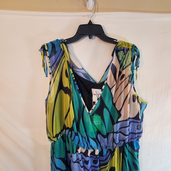 Sam Edelman Women's Size 2X Butterfly Print Tiered V-Neck Aline Dress New Tags. - Picture 2 of 5